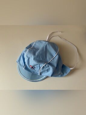 Vintage 70s Light Blue Kids Sun Hat with Trim